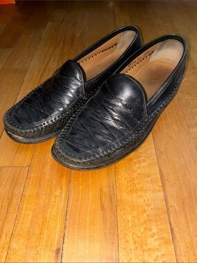 Men's Black Brassboot Leather Slip-On Loafers - size: 7.5